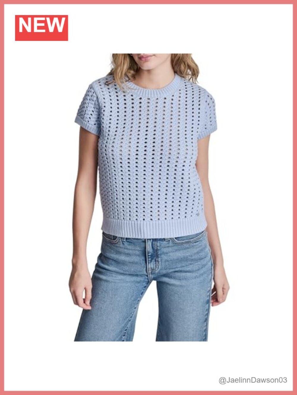 Short Sleeve Chunky Pointelle Sweater - Airy Pullover, Women's Casual